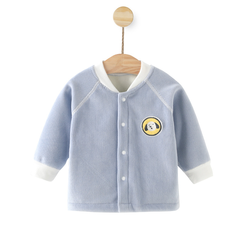 Dječji kardigan od corduroy platna s fleece unutrašnjosti, 95% poliester, unisex, okrugli ovratnik, bez kapuljače, za djecu 1–3 godine