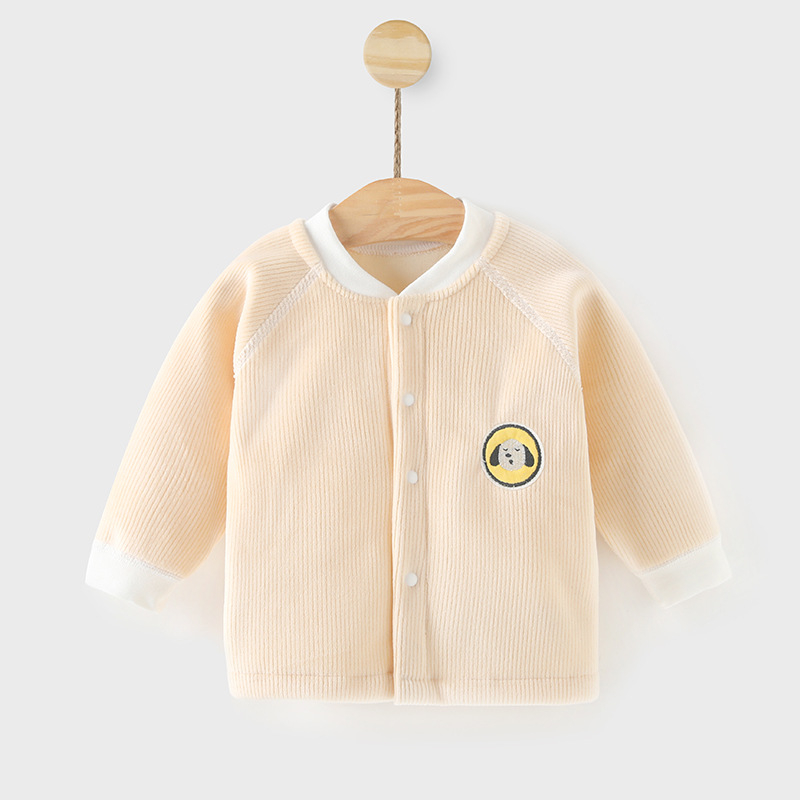 Dječji kardigan od corduroy platna s fleece unutrašnjosti, 95% poliester, unisex, okrugli ovratnik, bez kapuljače, za djecu 1–3 godine