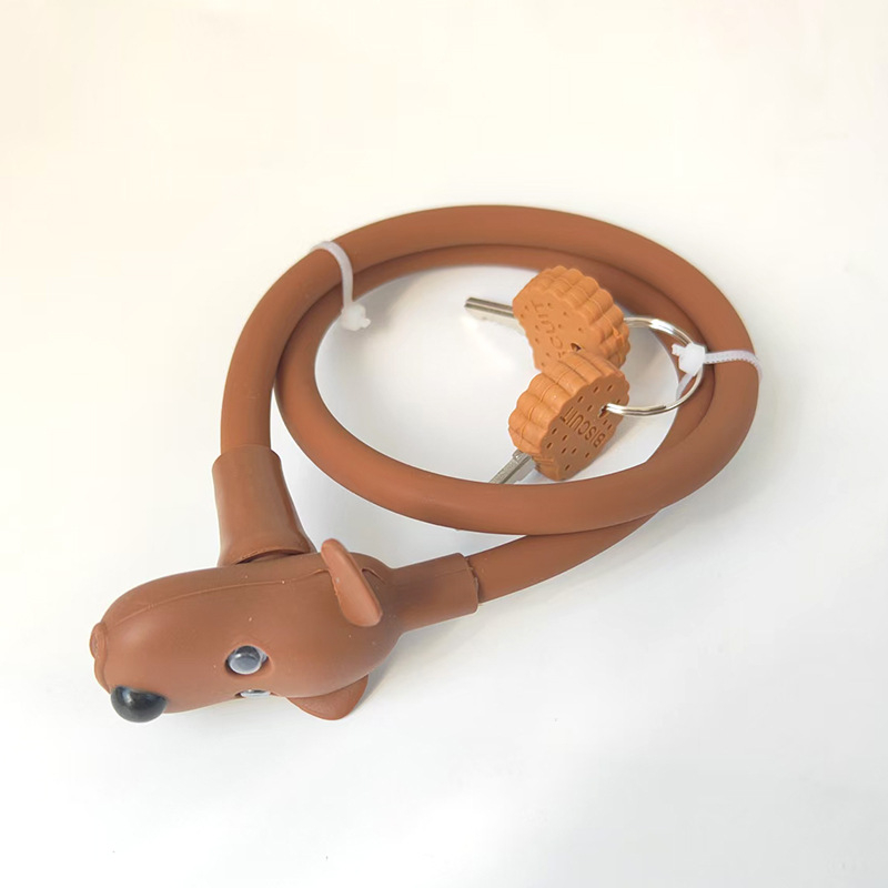 Brava za bicikl sa silikonskim kućištem — model Puppy silicone key lock; materijal: silikon; primjena: bicikli; težina: 145 g