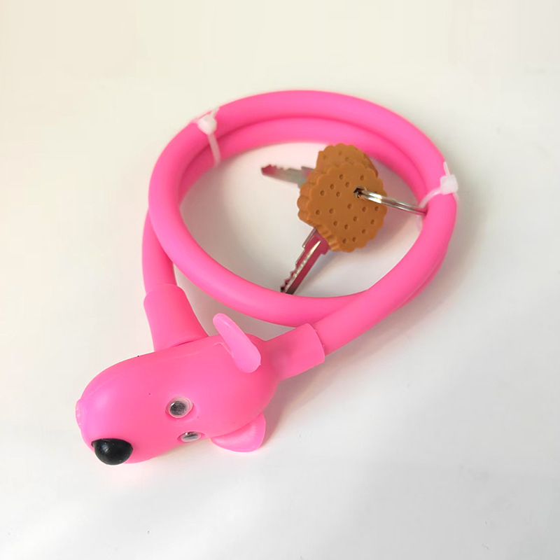 Brava za bicikl sa silikonskim kućištem — model Puppy silicone key lock; materijal: silikon; primjena: bicikli; težina: 145 g