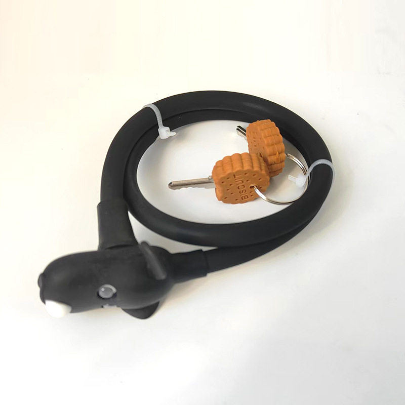 Brava za bicikl sa silikonskim kućištem — model Puppy silicone key lock; materijal: silikon; primjena: bicikli; težina: 145 g