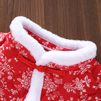 Детско палто с флорален принт, етно стил, пълнеж полиестер, подплата полиестер, основна материя полиестер