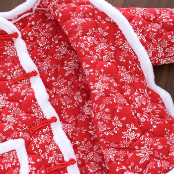 Детско палто с флорален принт, етно стил, пълнеж полиестер, подплата полиестер, основна материя полиестер