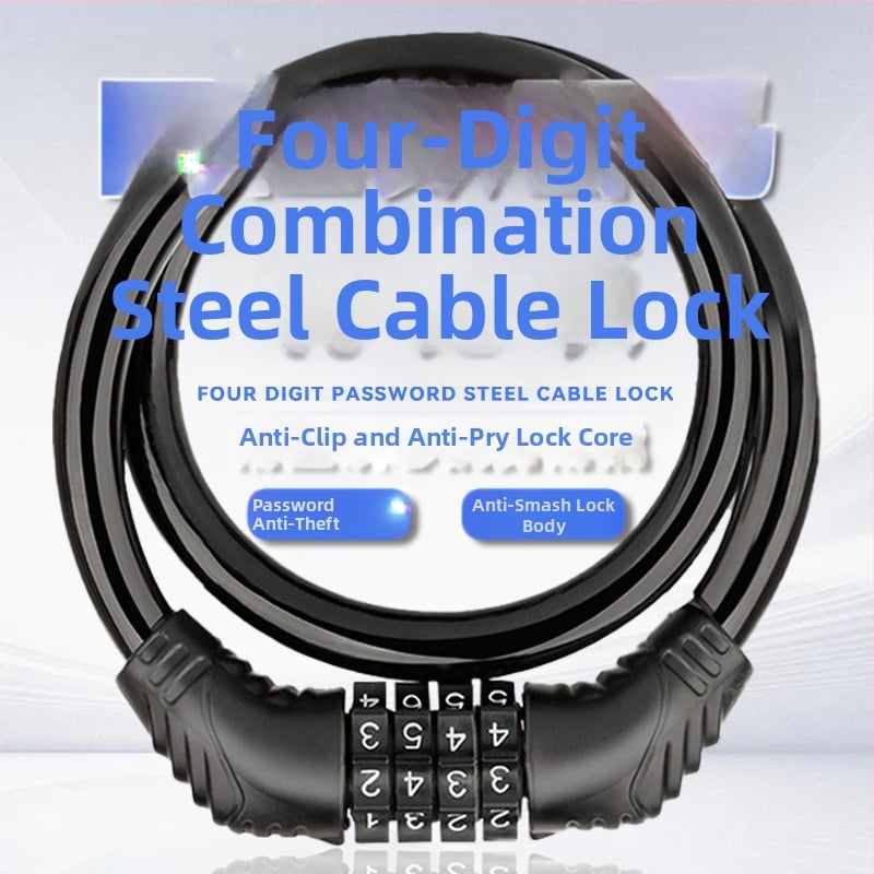 Велосипеден заключващ кабел против кражба, стоманен кабел, тегло 150 г, модел 65 leather ring lock, подходящ за велосипед, мотоциклет и електрическо превозно средство