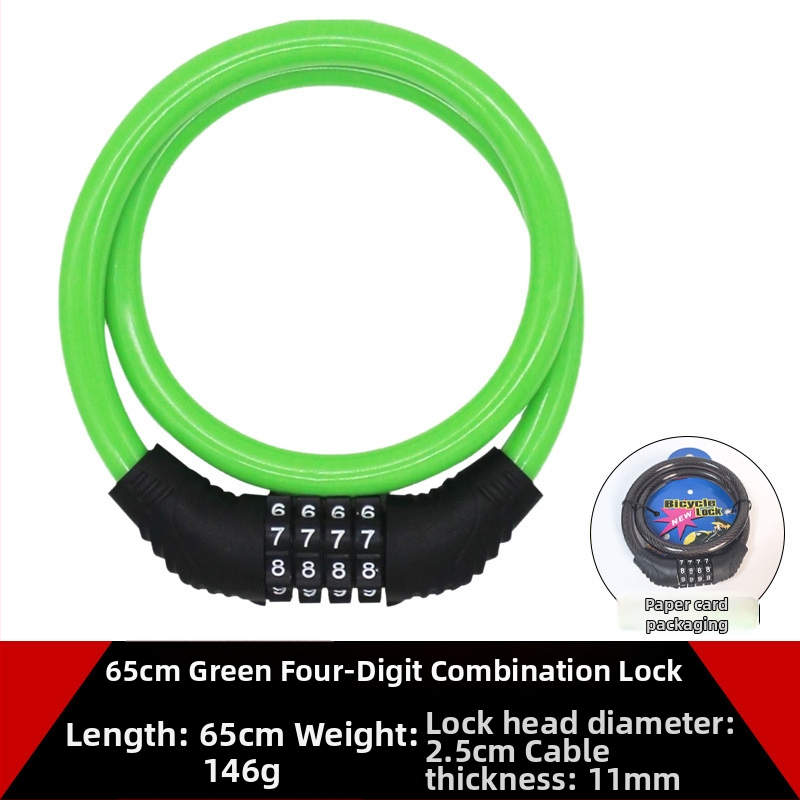Велосипеден заключващ кабел против кражба, стоманен кабел, тегло 150 г, модел 65 leather ring lock, подходящ за велосипед, мотоциклет и електрическо превозно средство