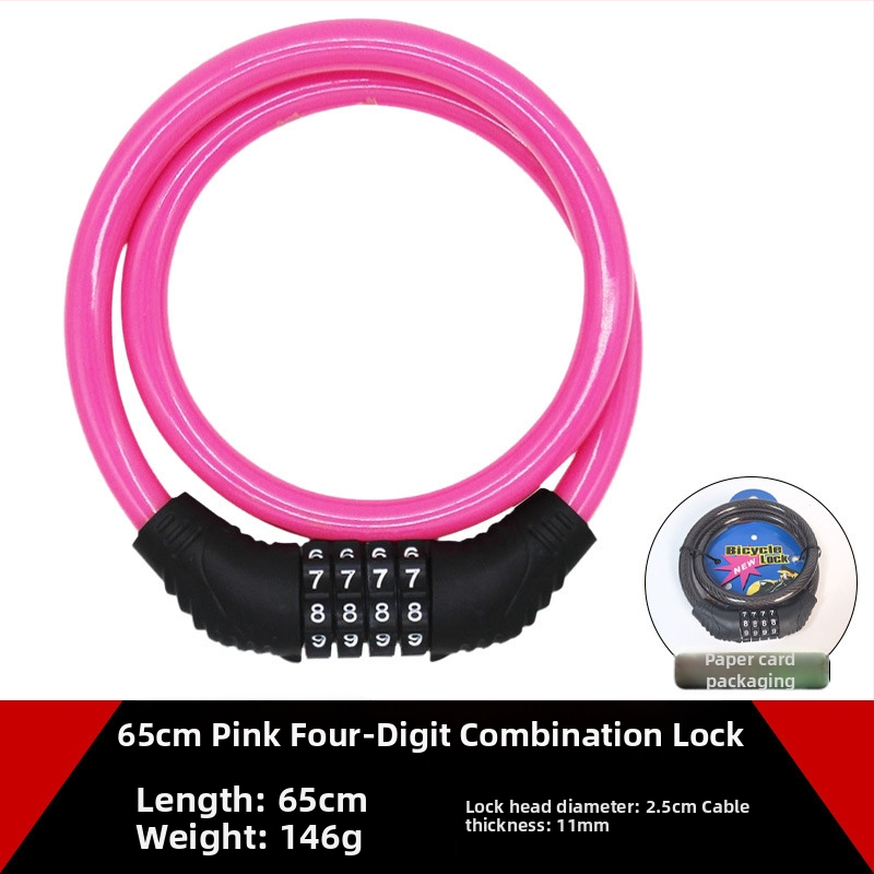 Велосипеден заключващ кабел против кражба, стоманен кабел, тегло 150 г, модел 65 leather ring lock, подходящ за велосипед, мотоциклет и електрическо превозно средство