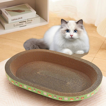 PTS Macska karmoló tál integrált fészekkel — hullámkartonból, kerek/ovális alak