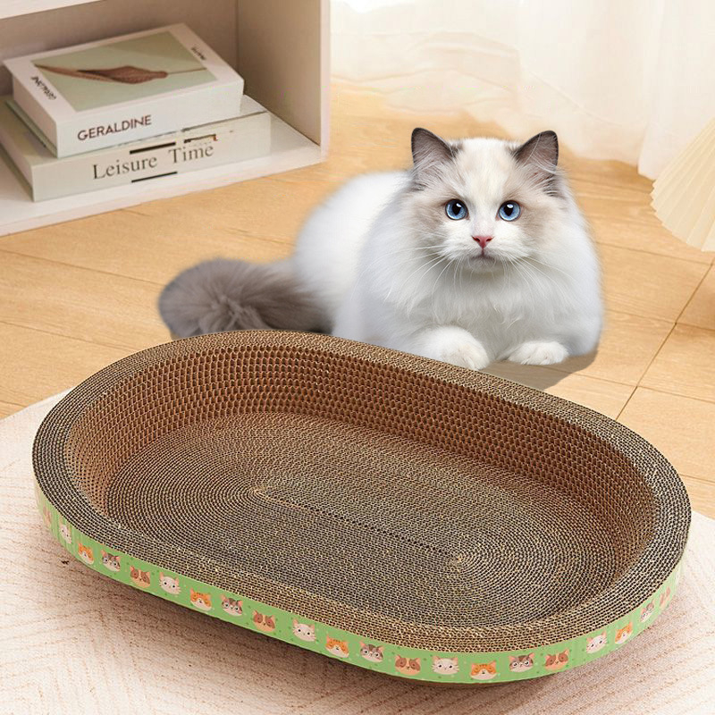 PTS Macska karmoló tál integrált fészekkel — hullámkartonból, kerek/ovális alak