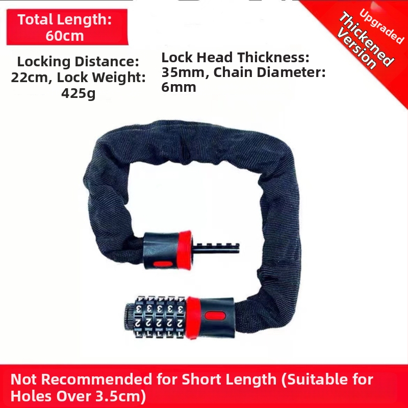 Lánc zár 4 számjegyű jelszóval motorkerékpárokhoz, elektromos kerékpárokhoz és kerékpárokhoz — testreszabható, modern minimalist stílus