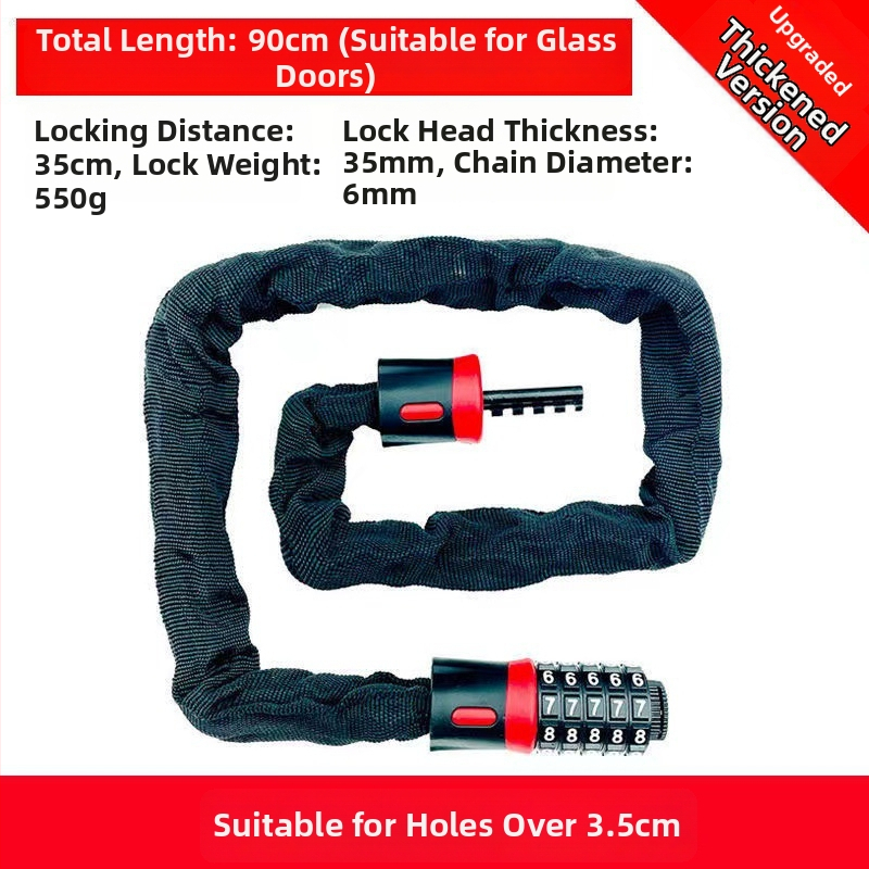 Lánc zár 4 számjegyű jelszóval motorkerékpárokhoz, elektromos kerékpárokhoz és kerékpárokhoz — testreszabható, modern minimalist stílus