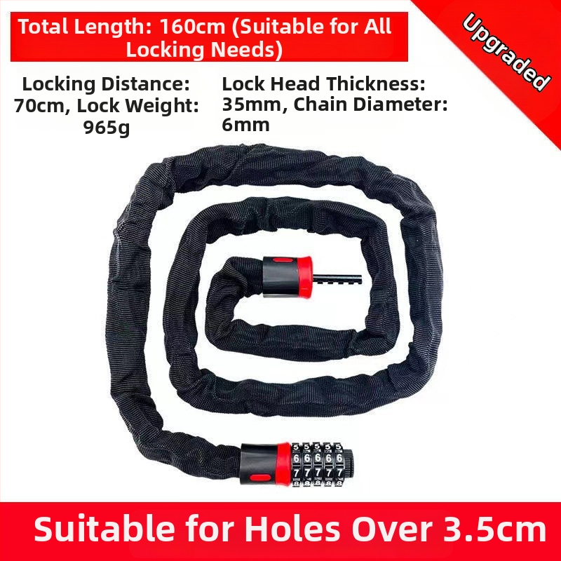 Lánc zár 4 számjegyű jelszóval motorkerékpárokhoz, elektromos kerékpárokhoz és kerékpárokhoz — testreszabható, modern minimalist stílus