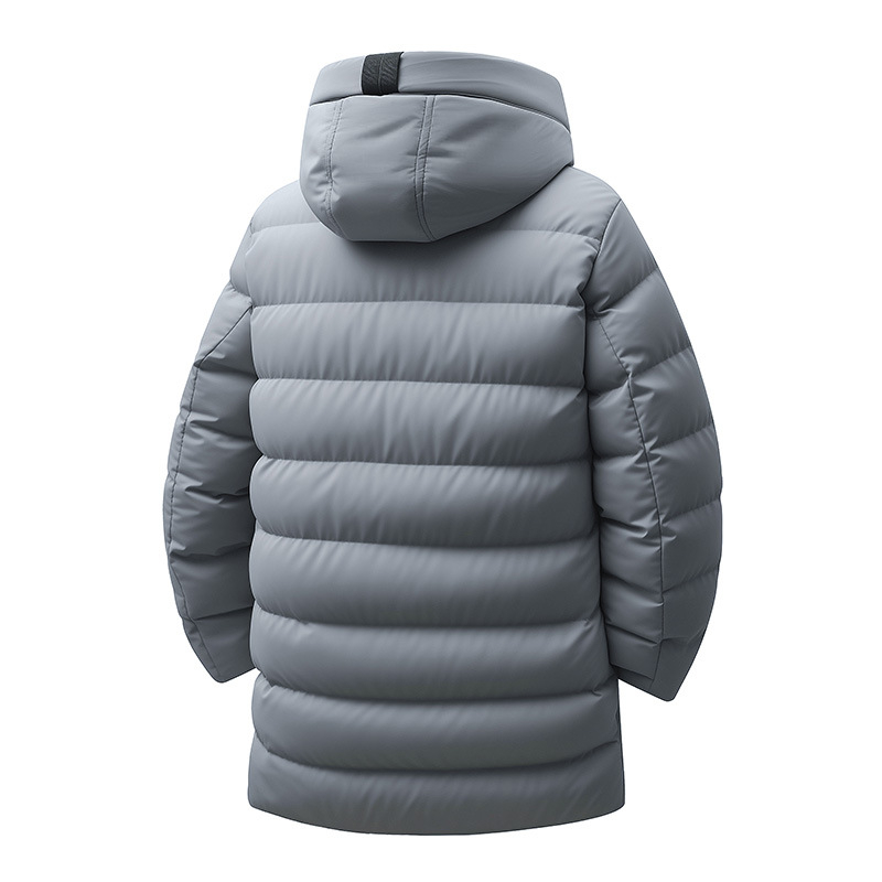 Muško pamučno jakna s kapuljom, debeli punjeni silk-pamuk, corduroy vanjski materijal, podstava od lana, srednja duljina, mladenački stil