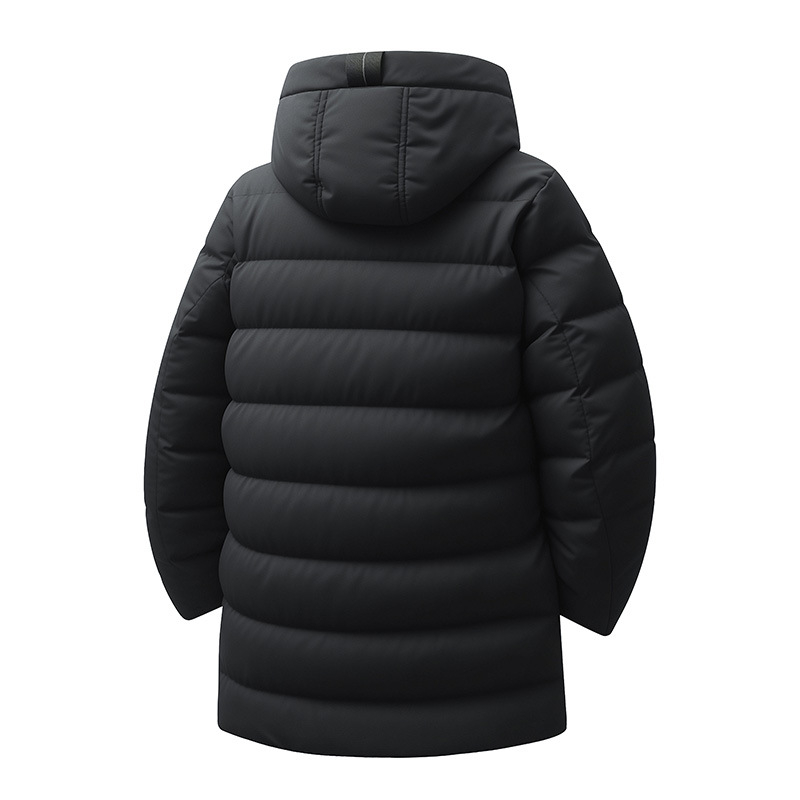 Muško pamučno jakna s kapuljom, debeli punjeni silk-pamuk, corduroy vanjski materijal, podstava od lana, srednja duljina, mladenački stil