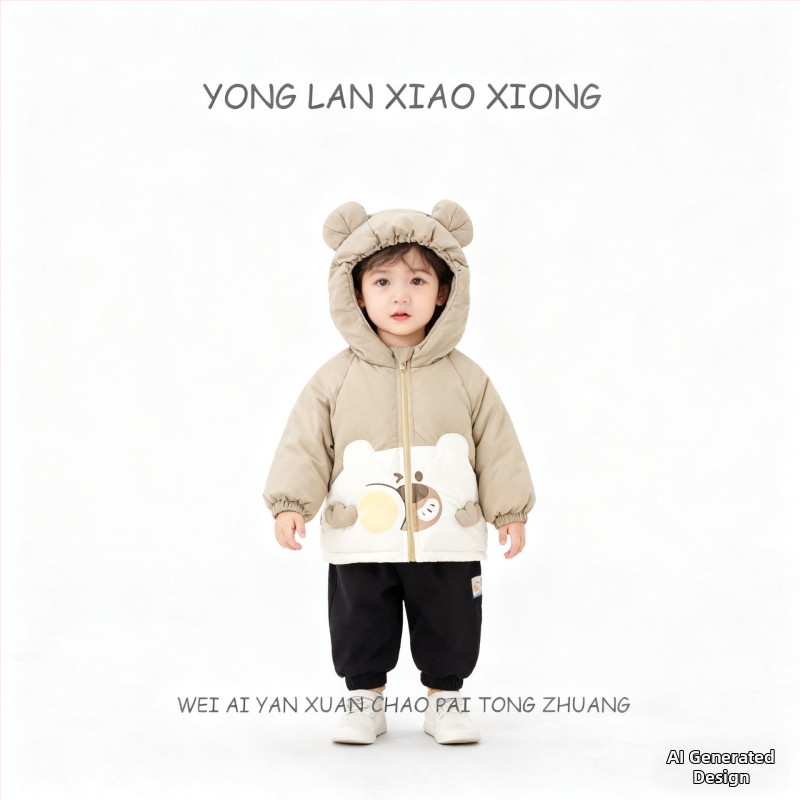 Детско палто от полиестер, унисекс, стояща яка, пълнеж полиестер, подплата 100% полиестер, за деца 1–3 години