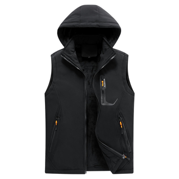Muški kapucjačasti outdoor prsluk za jesen-zimu, slim-fit, corduroy tkanina, glavna tkanina: vuna, podstava: lan, punilo: pamuk, dizajn struka (Hooded; Cotton filling; Corduroy; Wool main; Flax lining)