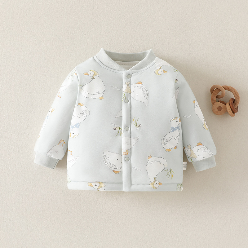Dječji unisex puffer jakna od pamuka, 100% pamuk, s počesanom teksturom, jesensko-zimsko za uzrast 1–3 godine