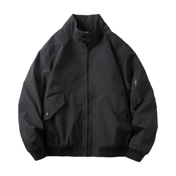 Muška bomber jakna u američkom stilu sa stojećim ovratnikom, lagana za proljeće i jesen, dizajn color-block, udoban kroj, bočne džepove, ribasti rub