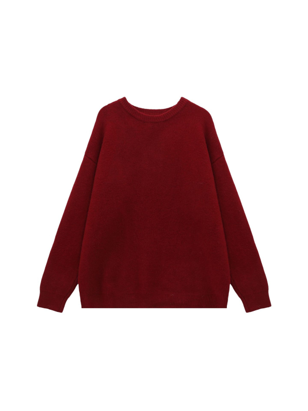 Pulover damă cu gât rotund, mâneci lungi, tricot acrilic-poliester, grosime medie, iarnă 2024