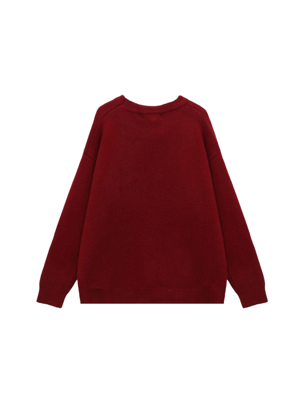 Pulover damă cu gât rotund, mâneci lungi, tricot acrilic-poliester, grosime medie, iarnă 2024