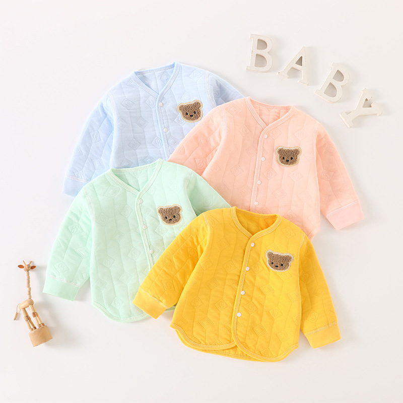 Βρεφικό χειμερινό καπιτονέ βαμβακερό τοπ, τριών επιπέδων, με V-λαιμό και εξωτερικό γιλέκο