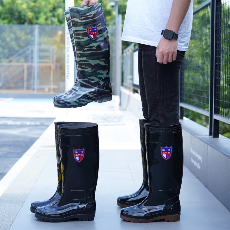 Дъждовни ботуши до коляното за възрастни - PVC горна част, подметка от телешко сухожилие, унисекс, четири сезона