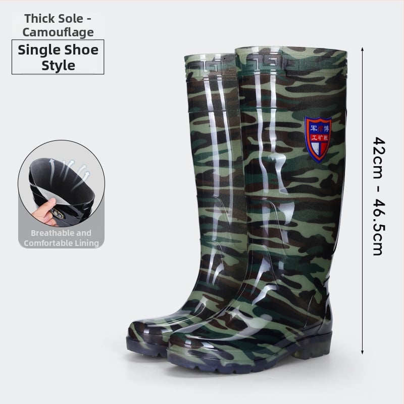 Дъждовни ботуши до коляното за възрастни - PVC горна част, подметка от телешко сухожилие, унисекс, четири сезона