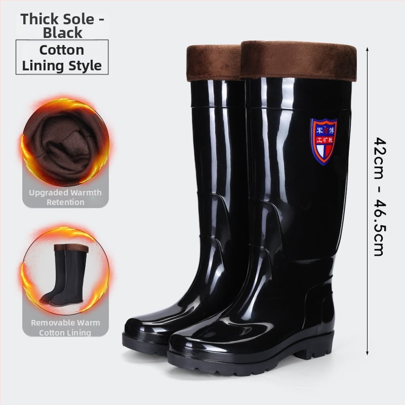 Дъждовни ботуши до коляното за възрастни - PVC горна част, подметка от телешко сухожилие, унисекс, четири сезона