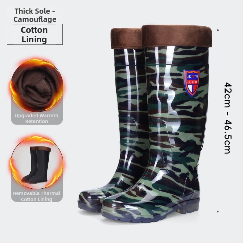 Дъждовни ботуши до коляното за възрастни - PVC горна част, подметка от телешко сухожилие, унисекс, четири сезона