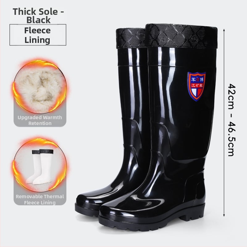 Дъждовни ботуши до коляното за възрастни - PVC горна част, подметка от телешко сухожилие, унисекс, четири сезона