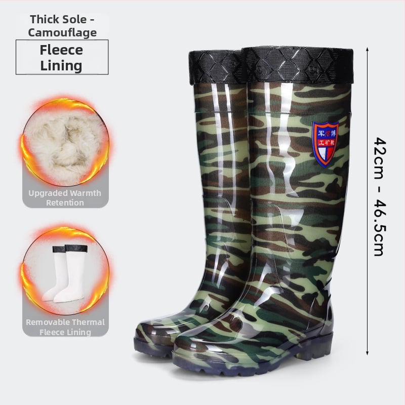 Дъждовни ботуши до коляното за възрастни - PVC горна част, подметка от телешко сухожилие, унисекс, четири сезона