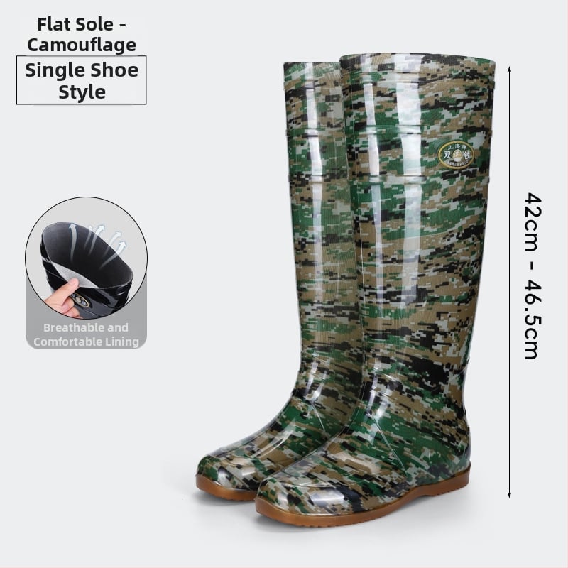 Дъждовни ботуши до коляното за възрастни - PVC горна част, подметка от телешко сухожилие, унисекс, четири сезона
