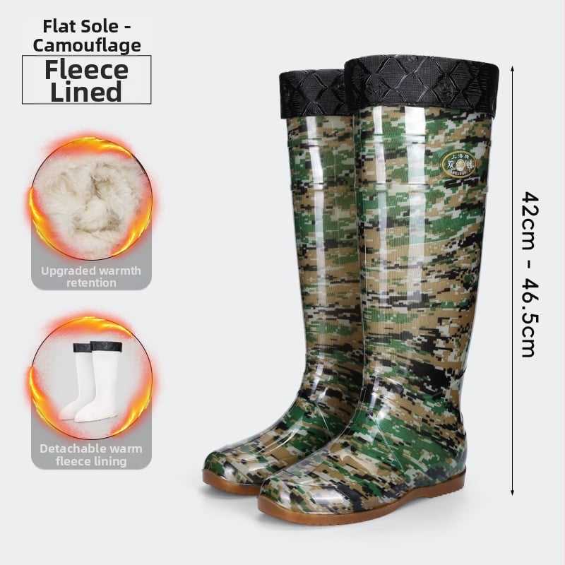 Дъждовни ботуши до коляното за възрастни - PVC горна част, подметка от телешко сухожилие, унисекс, четири сезона