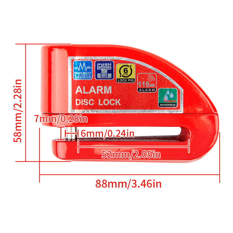 Lacăt antifurt cu disc pentru motocicletă, cu geantă de depozitare – portabil, din metal, impermeabil, rezistent la rugină, anti-derapant