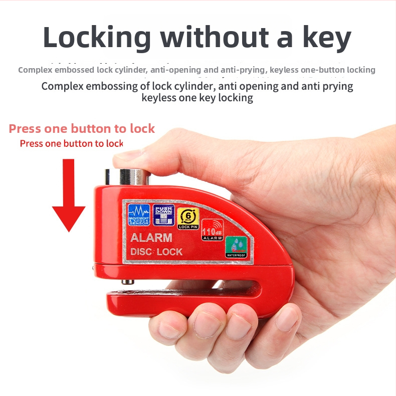 Alarmový zámok kotúčovej brzdy pre motocykel so skladovacou taškou – prenosný, kovový, vodotesný, odolný voči hrdzi, protišmykový