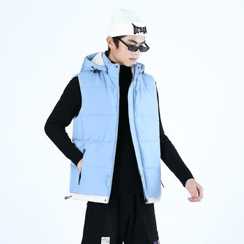 Muška puffer vest s kapuljom, debeli poliester punilo, bočni džepovi, gradski stil