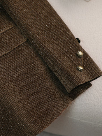 Corduroy ženski sako, udoban kroj, dvostruko kopčanje, sakoski ovratnik, poliester