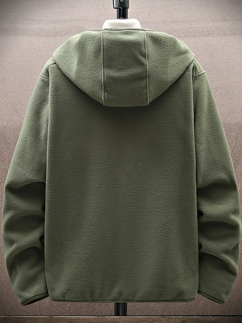 Мъжко поларено яке с качулка, дебел полар от двете страни, топла подплата от полиестер, подходящо за зима, пролет и есен