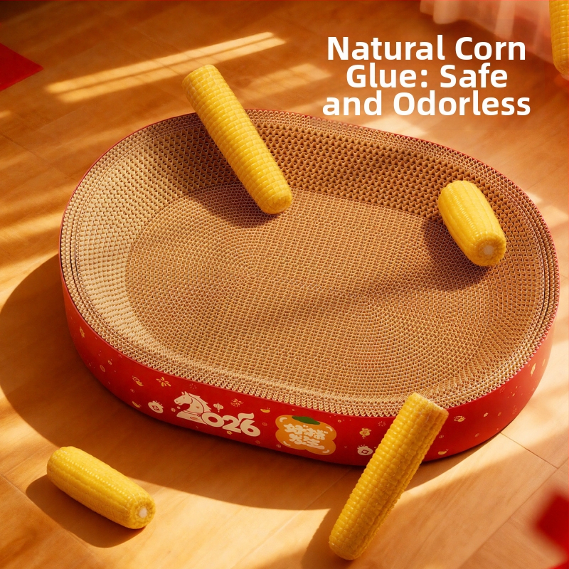 Mačací brloh a škrabadlo v jednom – odolné voči opotrebeniu, bez uvoľňovania vlákien, štyri ročné obdobia, materiál: vlnitý papier