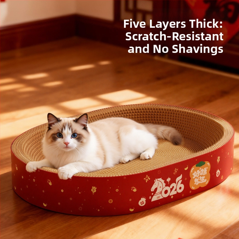 Mačací brloh a škrabadlo v jednom – odolné voči opotrebeniu, bez uvoľňovania vlákien, štyri ročné obdobia, materiál: vlnitý papier