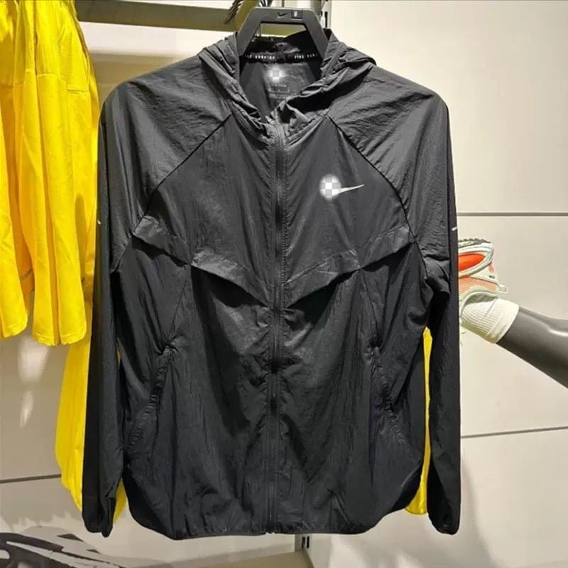 Външна ветровка с качулка, дишащ Ice Silk плат, бързосъхнеща и ветроустойчива, UV защита ***** за бягане