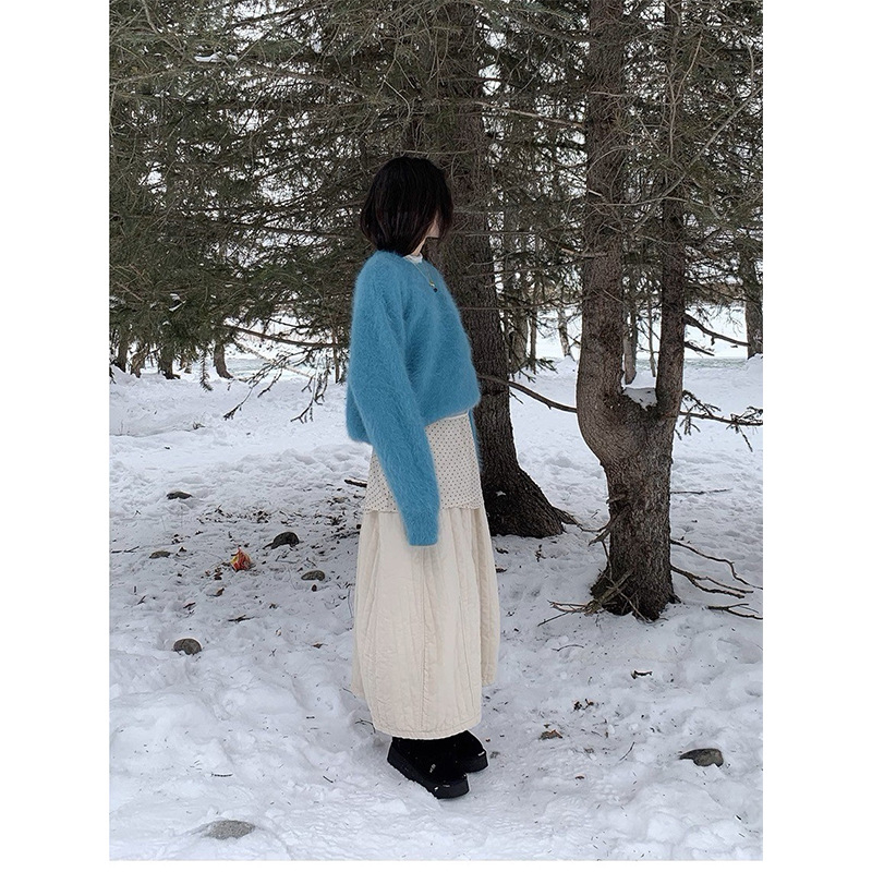 Ženski široki pulover od Mink Velvet pletenine, kružni izrez, dugi rukavi, srednja debljina, casual japansko-korejski stil, 70–80% poliester / <30% viskozno vlakno