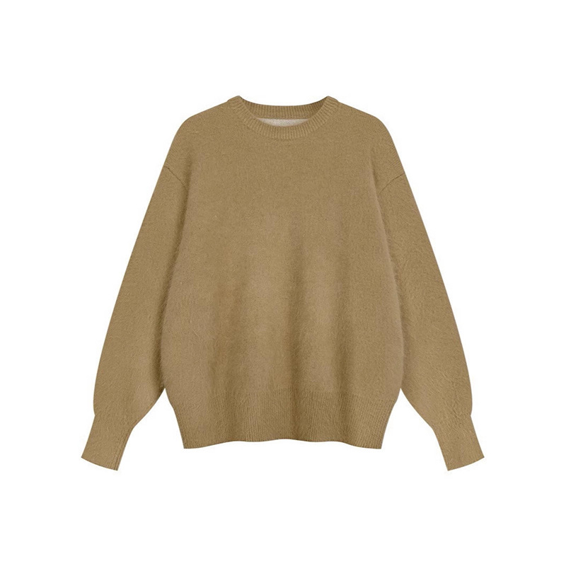 Ženski široki pulover od Mink Velvet pletenine, kružni izrez, dugi rukavi, srednja debljina, casual japansko-korejski stil, 70–80% poliester / <30% viskozno vlakno