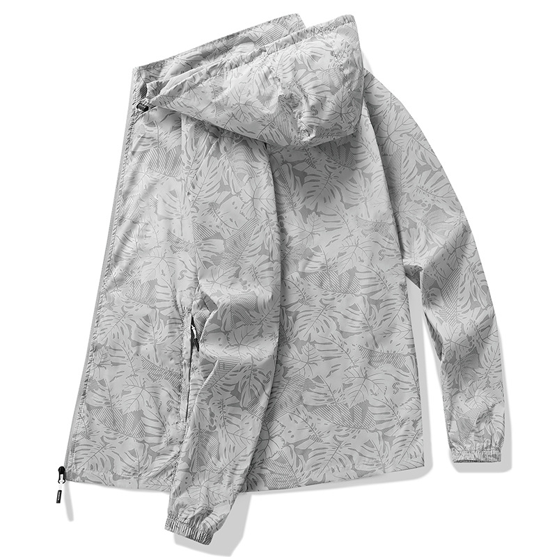 Vanjska odjeća s kapuljačom, UV zaštita, korejski stil, prednji zip, 3D džepovi (100% najlon; lagani tanki stil; s kapuljačom; prednji zip; 3D džepovi)