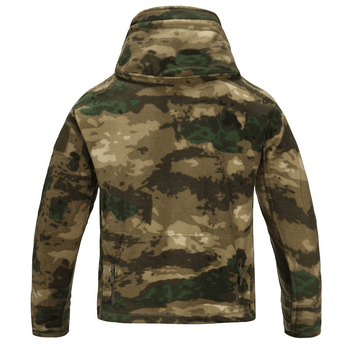 Унисекс камуфлажен поларен жакет с поларена подплата, качулка, цип, стил кардиган