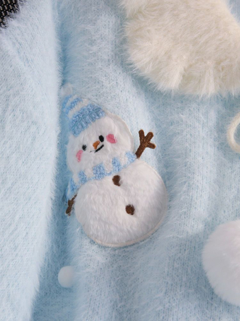 Pulover tricotat cu blană artificială de nurcă, guler Baby Collar, croială lejeră, mâneci lungi