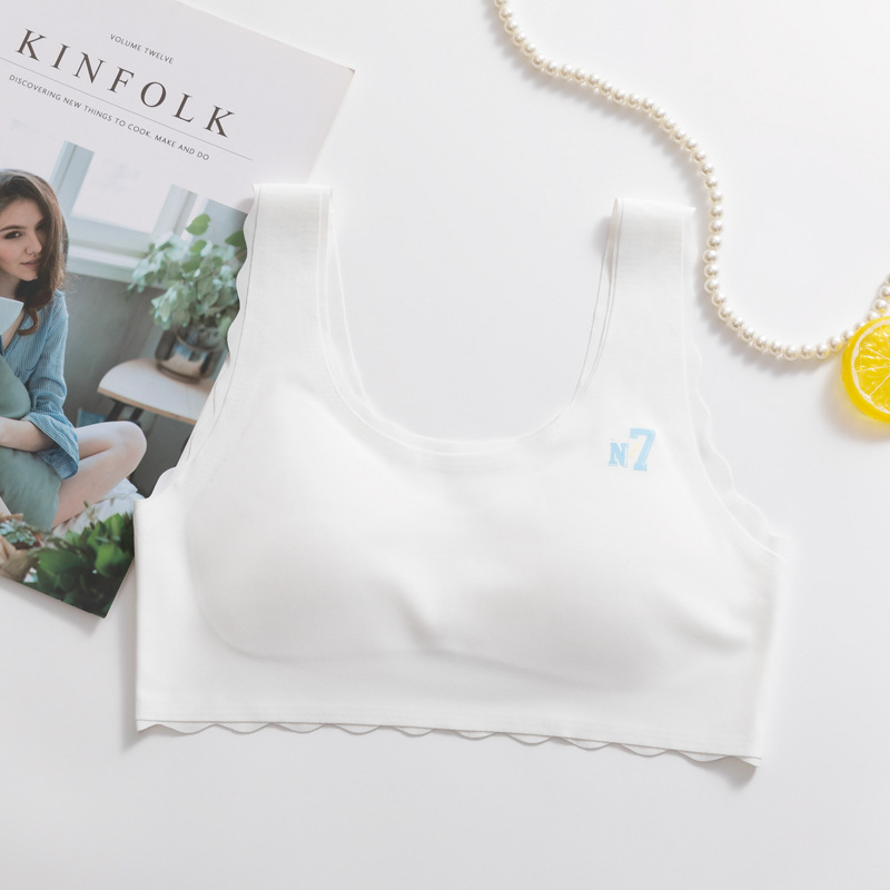 Ice Silk donje rublje za adolescente, grudnjak u stilu prsluka, pune košarice, tanak oblikovani ulošci s spužvom, prozračan, fiksni dvostruki naramenice
