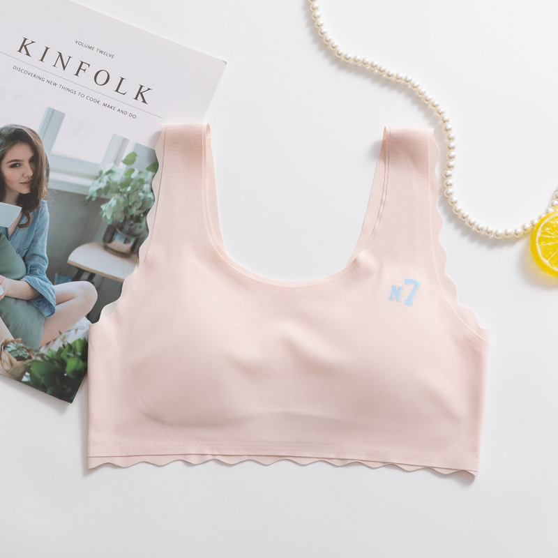 Ice Silk donje rublje za adolescente, grudnjak u stilu prsluka, pune košarice, tanak oblikovani ulošci s spužvom, prozračan, fiksni dvostruki naramenice