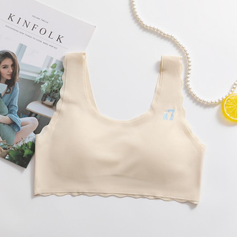 Ice Silk donje rublje za adolescente, grudnjak u stilu prsluka, pune košarice, tanak oblikovani ulošci s spužvom, prozračan, fiksni dvostruki naramenice