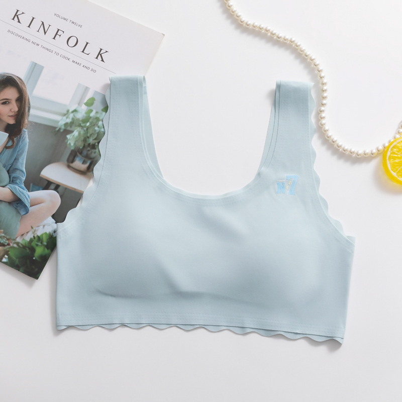 Ice Silk donje rublje za adolescente, grudnjak u stilu prsluka, pune košarice, tanak oblikovani ulošci s spužvom, prozračan, fiksni dvostruki naramenice