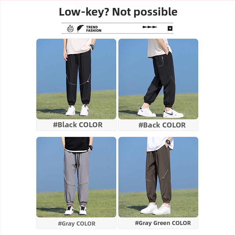 Pánske nohavice Ice Silk na leto – voľný strih, rýchloschnúce, 90% nylon